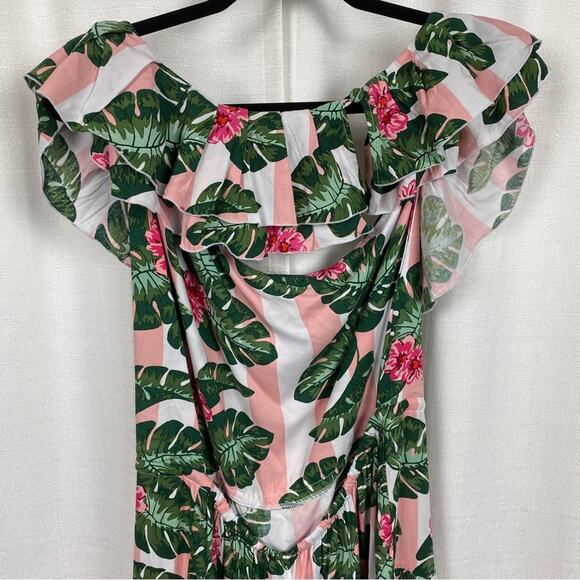 Lovers and Friends Pink&Green Floral Amity Pink Palm Tropical Dress Sz.L NWT - Picture 12 of 16